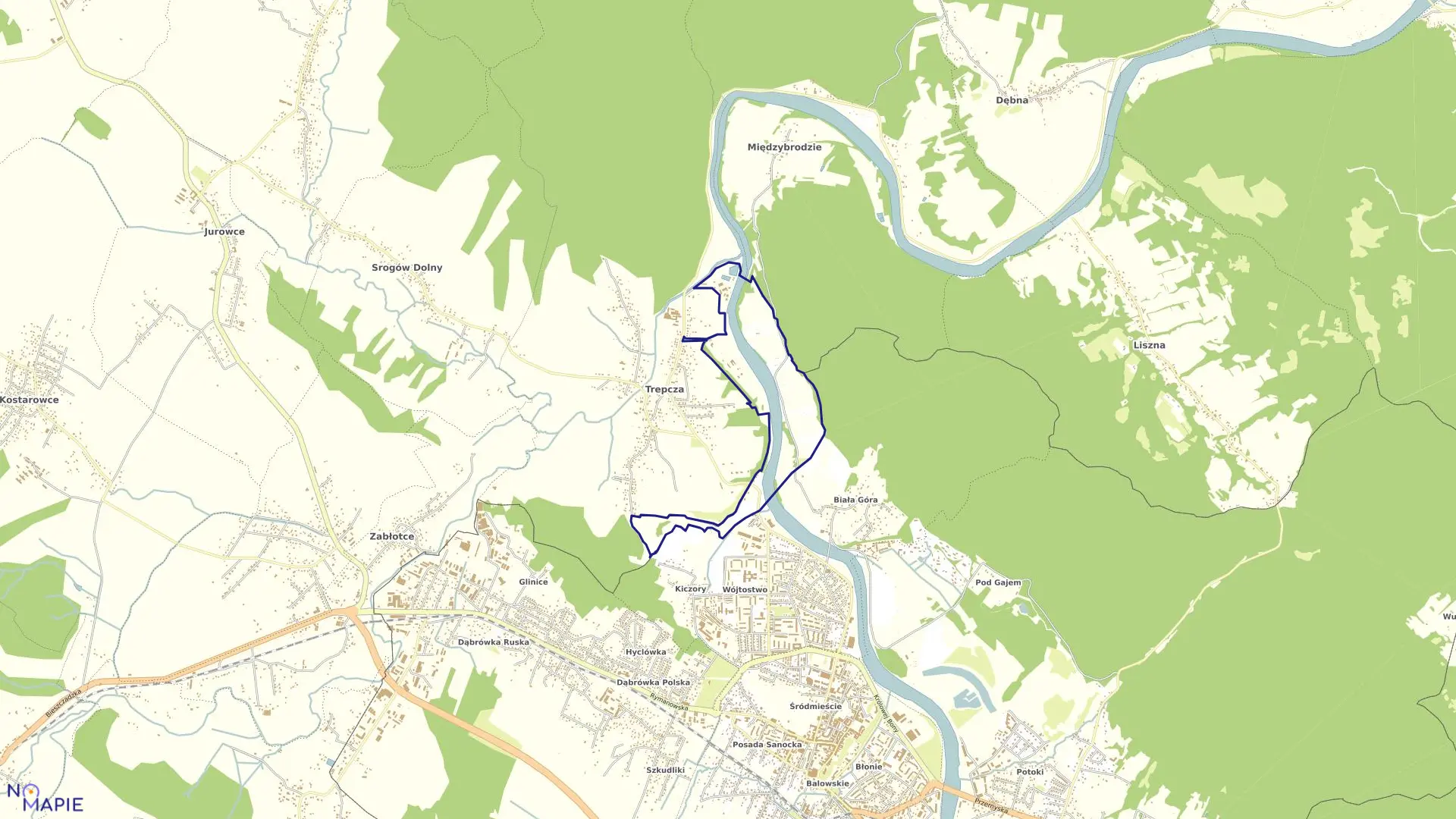 Mapa obrębu Sanok - Trepcza w mieście Sanok